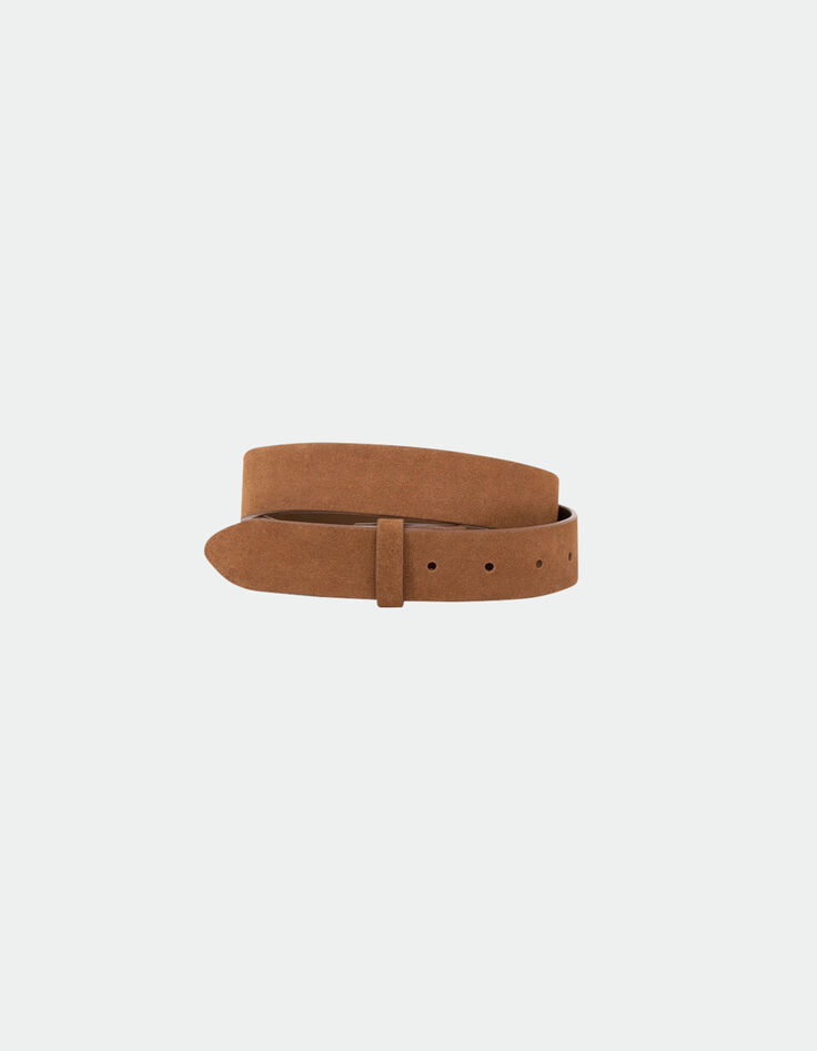 AMOR - Corps de ceinture caramel en cuir velours certifié-1