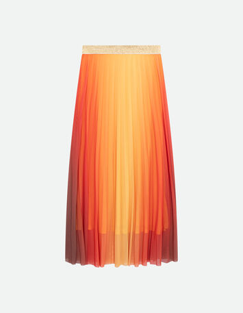 JANE - Jupe longue orange plissée effet néon deep dye -5