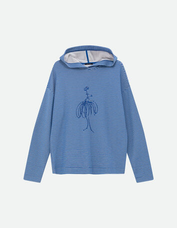 MELKI - T-shirt marinière à capuche danseuse pailletée -4