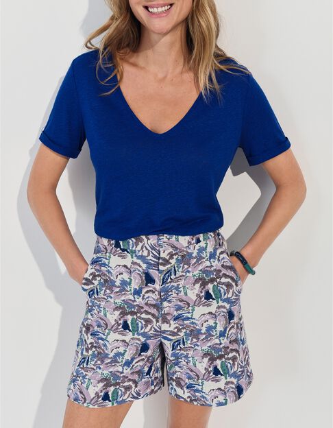 MARINGA - T-shirt bleu d&eacute;tails dentelle  - One Step