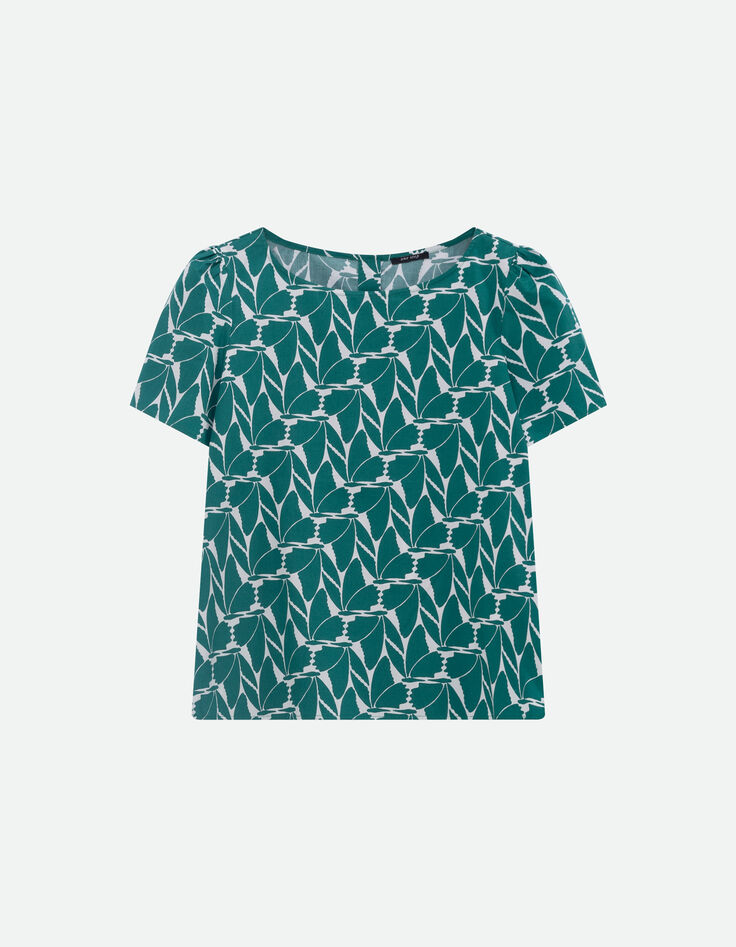 COPAL - Top vert imprimé feuillage arty -5