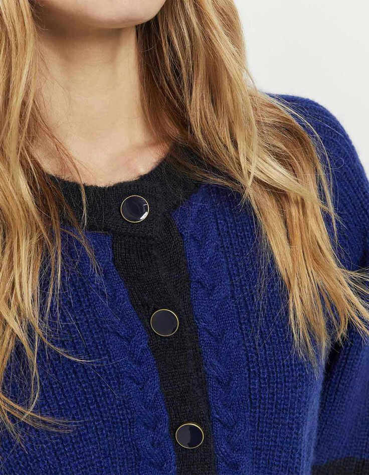 TREVOR - Cardigan marine et cobalt en tricot-4