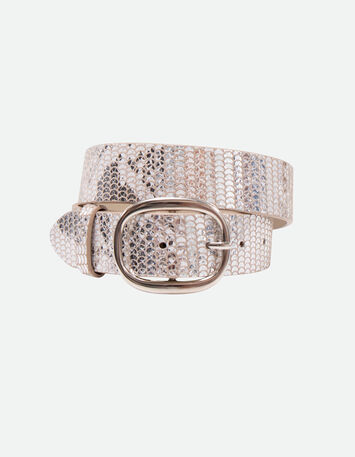ALCAZAR - Ceinture argentée cuir certifié effet python -1