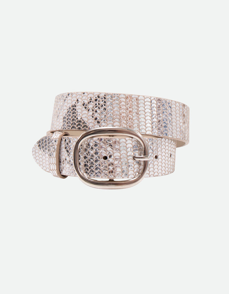 ALCAZAR - Ceinture argentée cuir certifié effet python -1