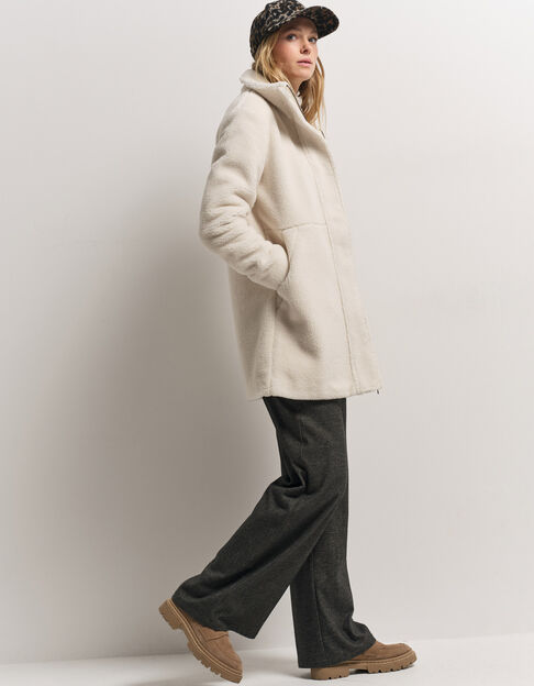 DIANE - Manteau blanc lainage fantaisie bouclette - One Step