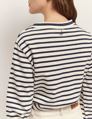 MELKER - Sweat marini&egrave;re &eacute;cru ray&eacute; marine-3