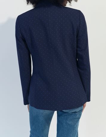 VINNY - Veste de costume bleue imprim&eacute; minimaliste carr&eacute;s-3