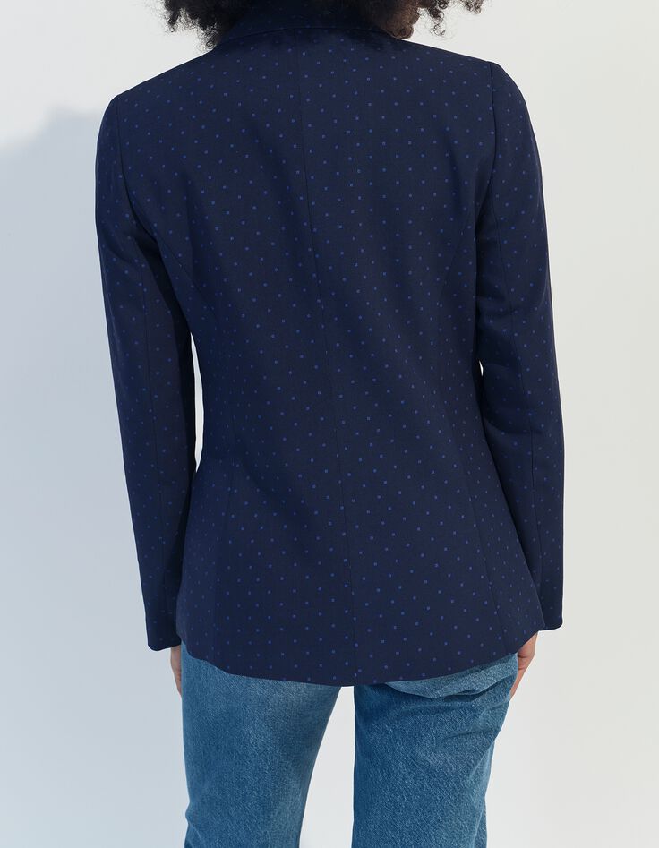 VINNY - Veste de costume bleue imprim&eacute; minimaliste carr&eacute;s-3