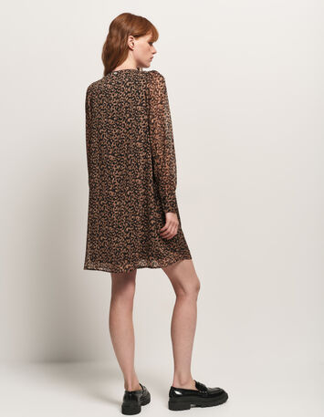 REACH - Robe noire polyester recyclé imprimé léopard-3