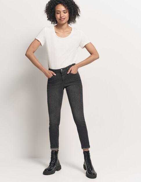 LE INDI - Jean slim gris chiné 7/8ème effet push up - One Step
