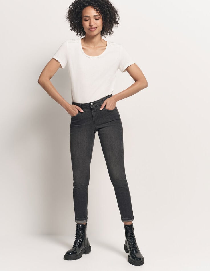 LE INDI - Jean slim gris chiné 7/8ème effet push up-1 LE INDI - Jean slim gris chiné 7/8ème effet push up-1