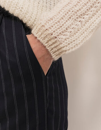 TIM  - Cardigan écru tricot à encolure V profonde-3