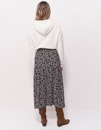 JACA - Jupe midi verte imprimé minimaliste floral-3