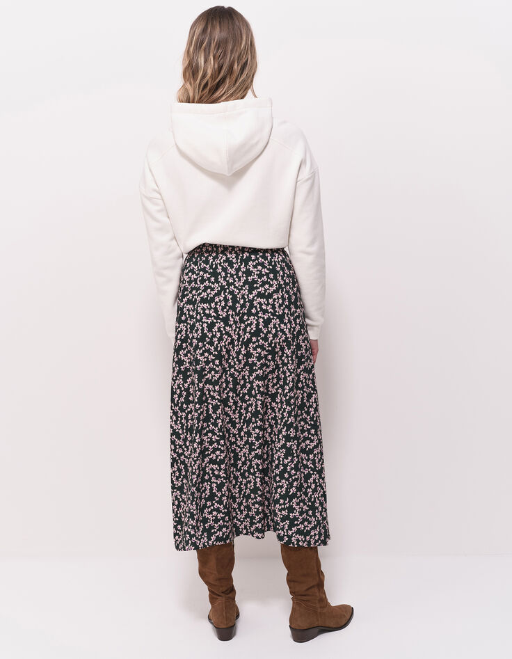 JACA - Jupe midi verte imprimé minimaliste floral-3 JACA - Jupe midi verte imprimé minimaliste floral-3
