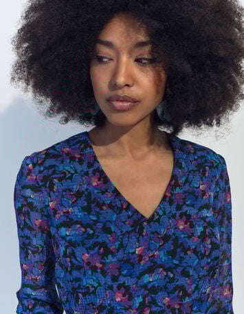 RYANNA - Robe bleue polyester recyclé floral aquatique -4