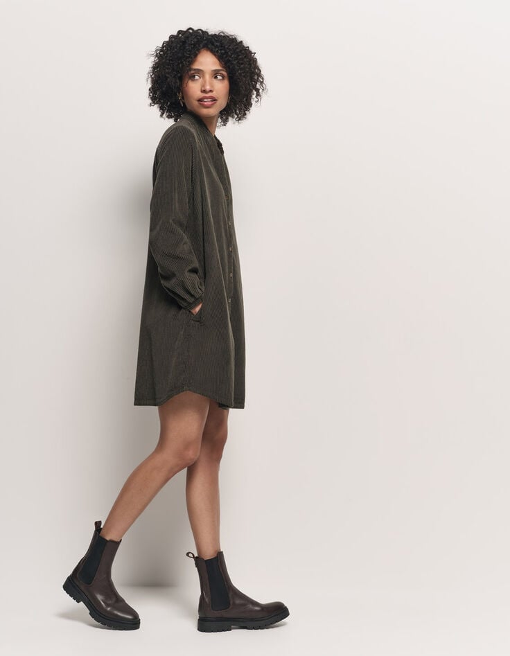 RUSH - Robe kaki velours côtelé-2 RUSH - Robe kaki velours côtelé-2