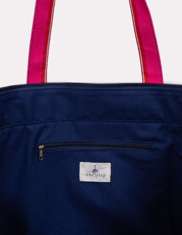 French Muse - Sac week-end &agrave; rayures bleu et rose-7