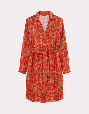 REALLY - Robe chemise orange imprimé jungle flash-6
