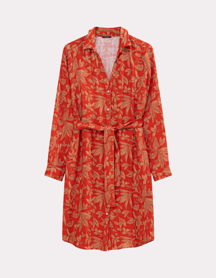 REALLY - Robe chemise orange imprimé jungle flash-6