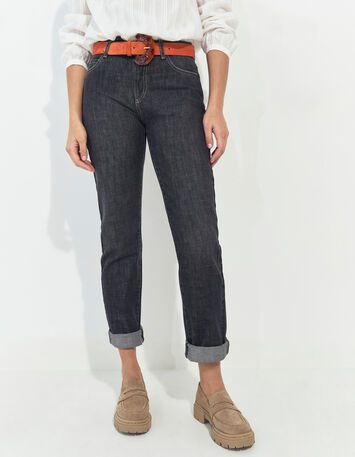 LE CARLA - Jean droit gris coton bio waterless-1