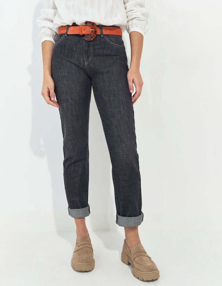 LE CARLA - Jean droit gris coton bio waterless-1