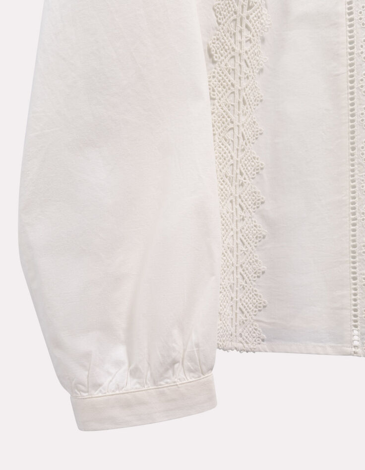 CASALTA - Blouse manches longues blanche détails dentelle-3