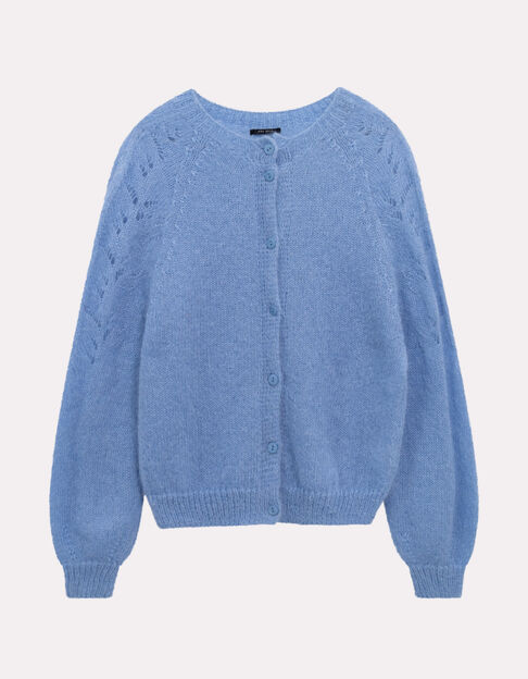 TOULON - Cardigan bleu tricot mohair m&eacute;lang&eacute; - One Step