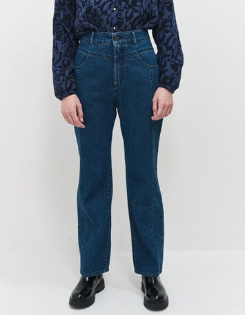 LE AVA - Jean droit medium wash 7/8e coutures placées-1 LE AVA - Jean droit medium wash 7/8e coutures placées-1