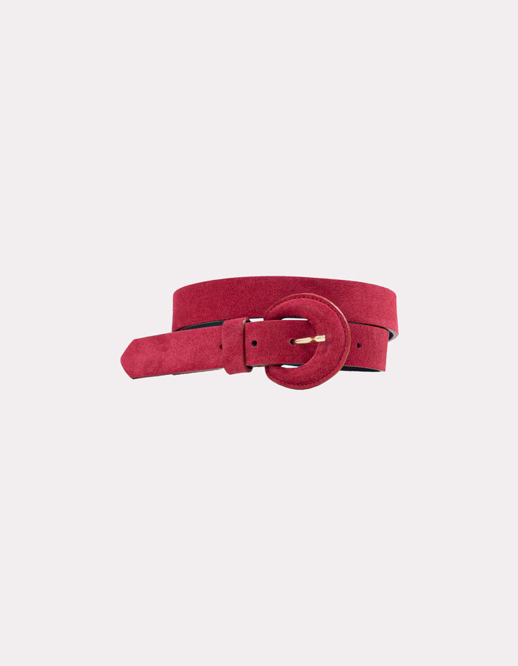 ANDREW - Ceinture rouge cuir velours-1