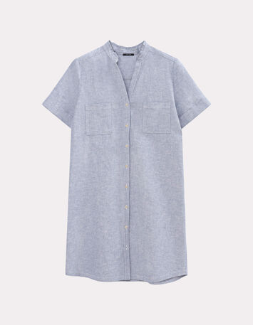RESEDA - Robe chemise bleue motif rayures fantaisie-1