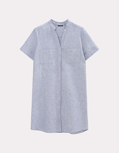 RESEDA - Robe chemise bleue motif rayures fantaisie - One Step