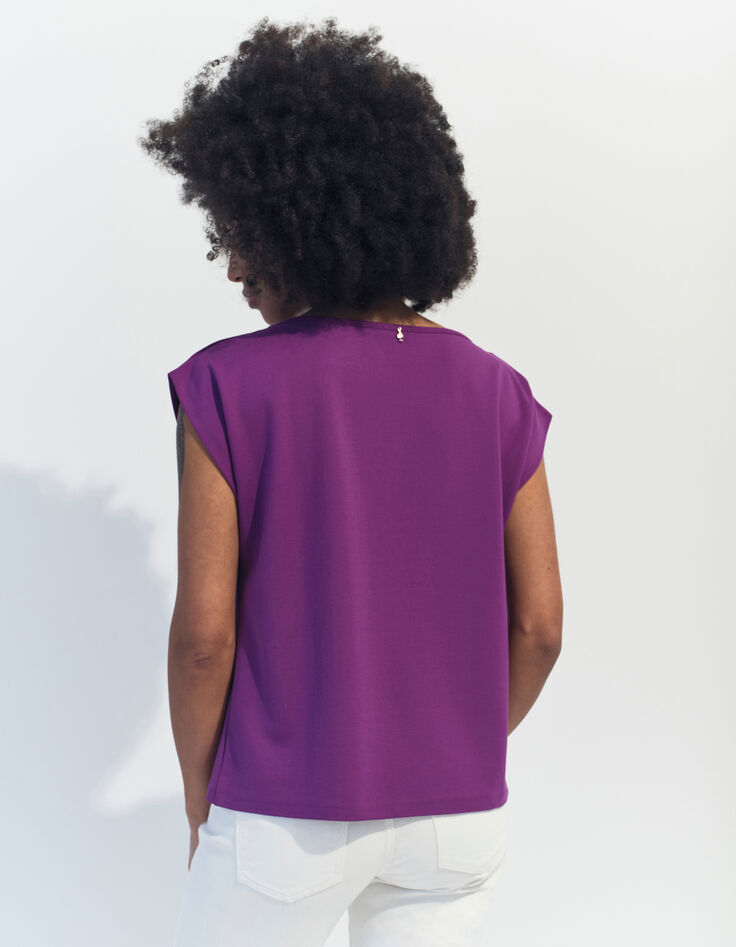 MARIA - T-shirt violet maille -3