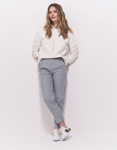 POSY - Pantalon carotte bleu motif rayures fantaisie - One Step