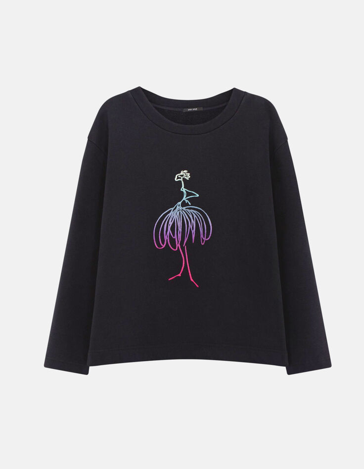 MAMOUR - Sweat noir molleton visuel danseuse brod&eacute;-5