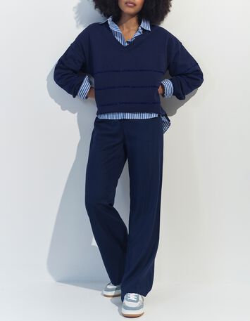 PAULINA - Pantalon droit bleu -4