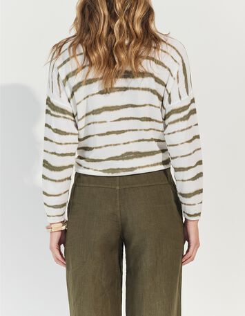 PLACIDO - Pantalon droit kaki lin certifi&eacute; surteint -2