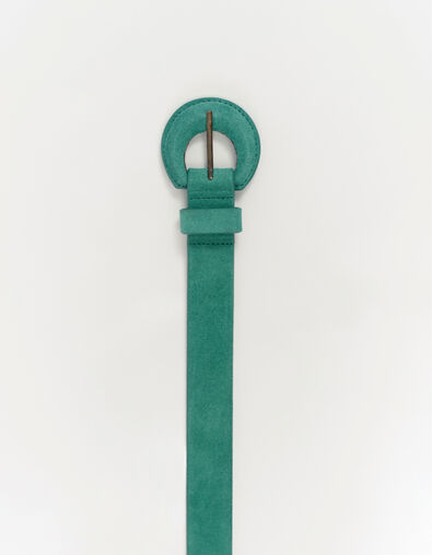 ANDREW - Ceinture green grass en cuir velours certifi&eacute; - One Step