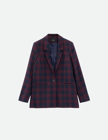 VIKTOR - Veste de costume marine à motif tartan-4