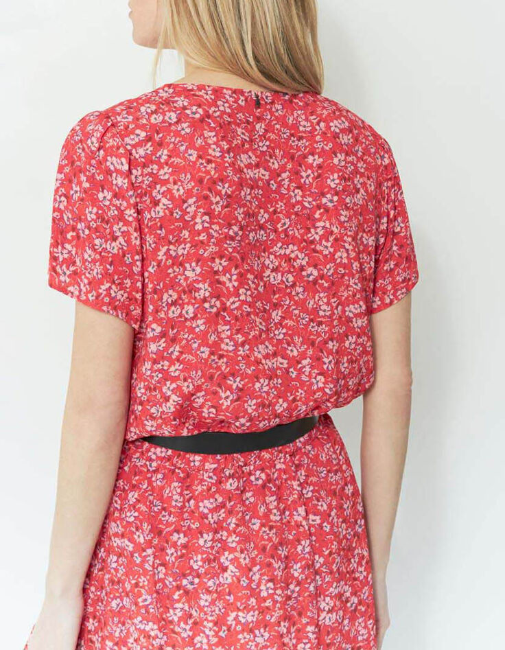 CALDWELL - Top grenadine à imprimé red blossom en viscose-2
