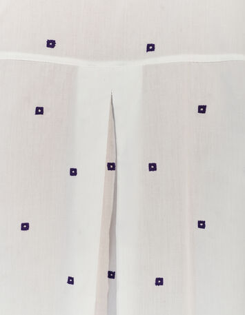 CELESTE - Chemise &eacute;crue broderies petits carr&eacute;s violet -8