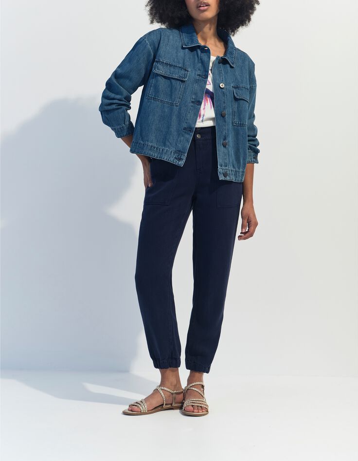 LE CALY - Jean battle bleu Lyocell&reg; 7/8&egrave;me -6