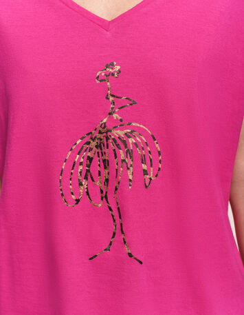 MAGIC - T-shirt rose danseuse motif léopard-3