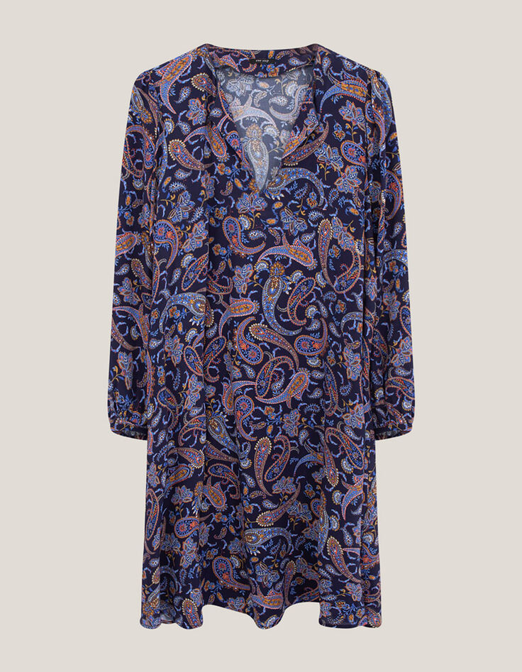RIOMY - Robe marine à imprimé néo cachemire-4