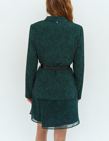VESELY - Veste de costume noire imprimé pointilliste vert-2