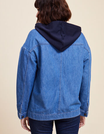 DOLLIS - Veste en jean light wash à capuche amovible-2