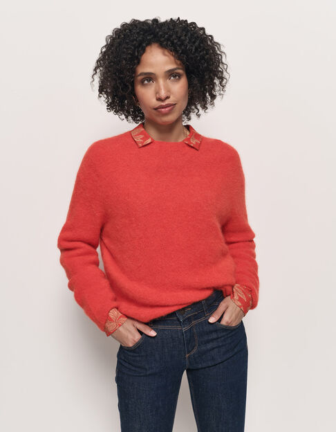 THELMA - Pull orange tricot moelleux - One Step