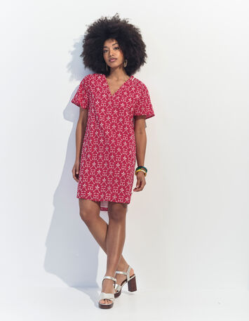 REKO - Robe rose coton bio broderies all-over -2