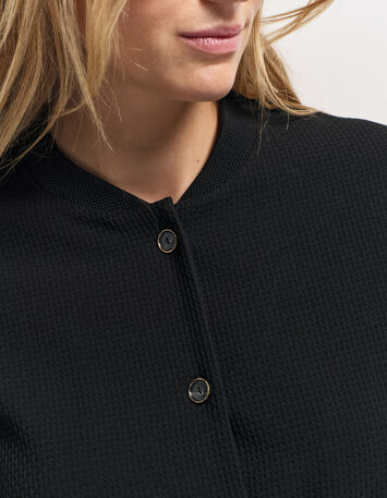 MORTON - Cardigan noir maille fantaisie forme bomber-4