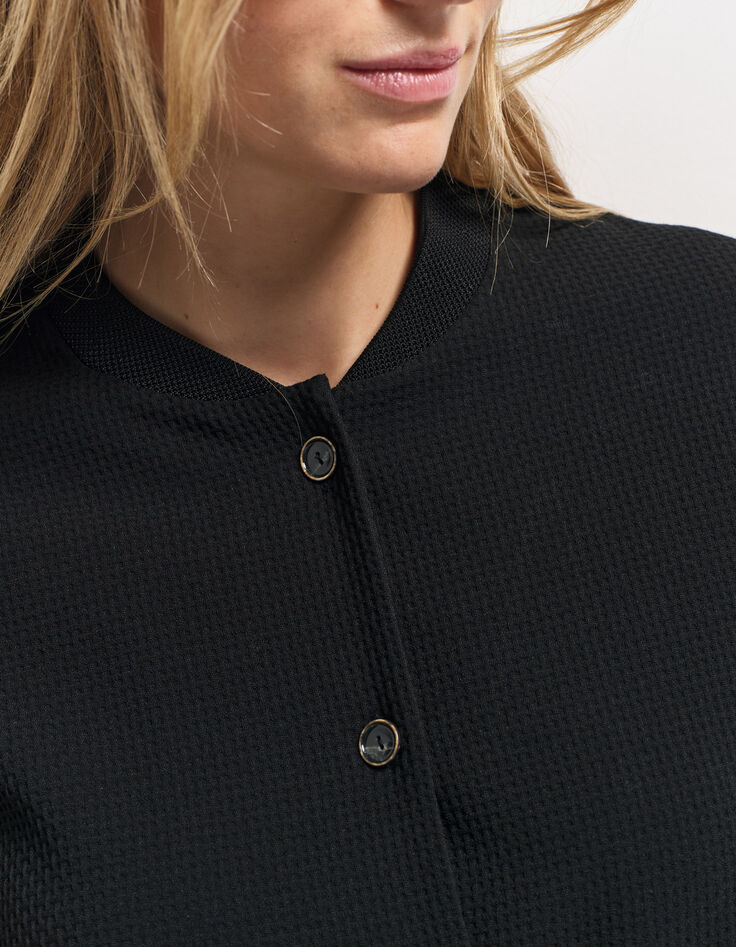 MORTON - Cardigan noir maille fantaisie forme bomber-4