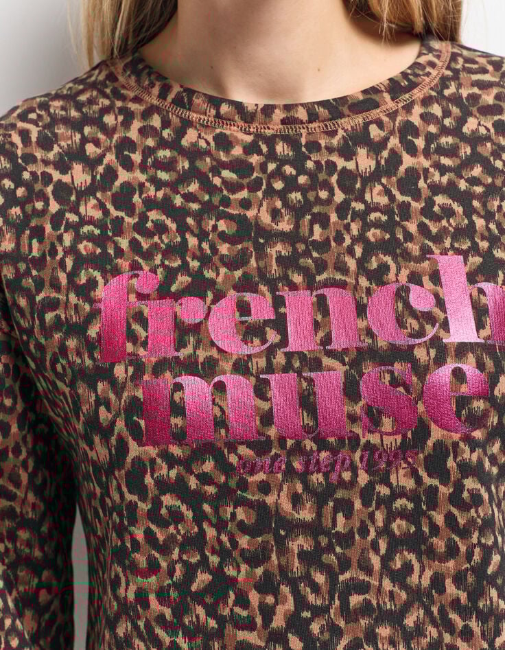MIDI - Sweat noir léopard à message métallisé-3 MIDI - Sweat noir léopard à message métallisé-3